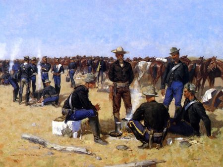 A Cavalryman s Breakfast on the Plains by Frederic Remington - Hand-Painted Oil Painting on Canvas Supply