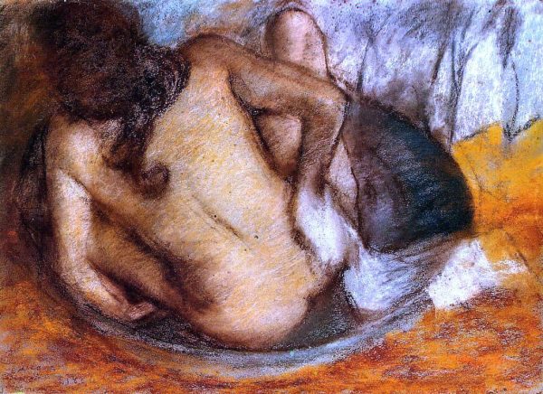 Nude in a Tub by Edgar Degas - Hand-Painted Oil Painting on Canvas For Cheap