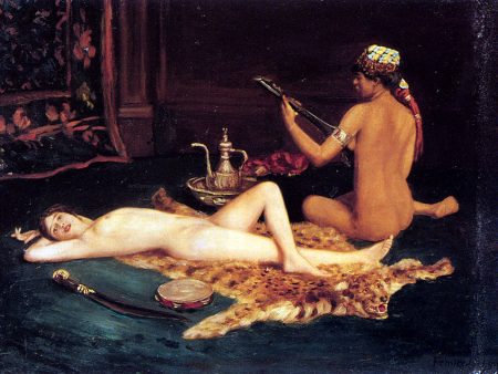 Reclining Odalisque by Hermann Fenner Behmer - Hand-Painted Oil Painting on Canvas Cheap