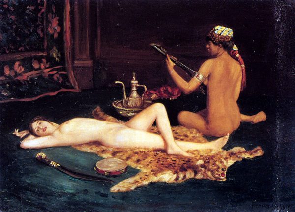 Reclining Odalisque by Hermann Fenner Behmer - Hand-Painted Oil Painting on Canvas Cheap