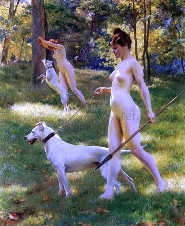 Nymphs Hunting by Julius LeBlanc Stewart - Hand-Painted Oil Painting on Canvas Cheap