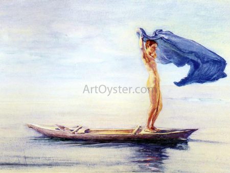 Girl in Bow of Canoe Spreading Out Her Loin-Cloth for a Sail, Samoa (also known as Fayaway) by John La Farge - Hand-Painted Oil Painting on Canvas Online