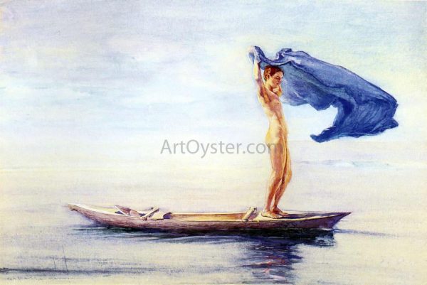 Girl in Bow of Canoe Spreading Out Her Loin-Cloth for a Sail, Samoa (also known as Fayaway) by John La Farge - Hand-Painted Oil Painting on Canvas Online