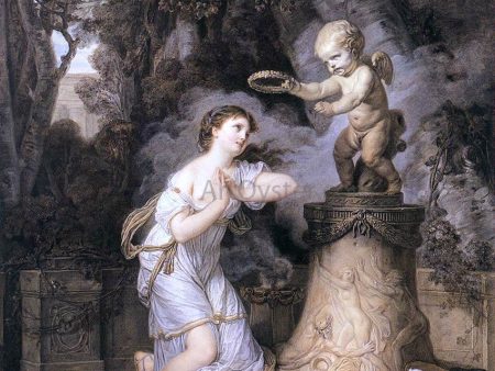 Votive Offering to Cupid by Jean Baptiste Greuze - Hand-Painted Oil Painting on Canvas For Cheap