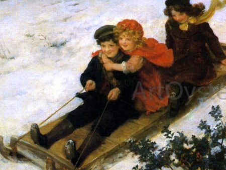 A Merry Sleigh Ride by George Sheridan Knowles - Hand-Painted Oil Painting on Canvas For Sale