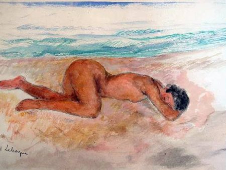 Nu allonge sur la plage by Henri Lebasque - Hand-Painted Oil Painting on Canvas For Cheap